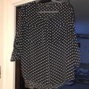 Papermoon black and white polka dot blouse. Size XL